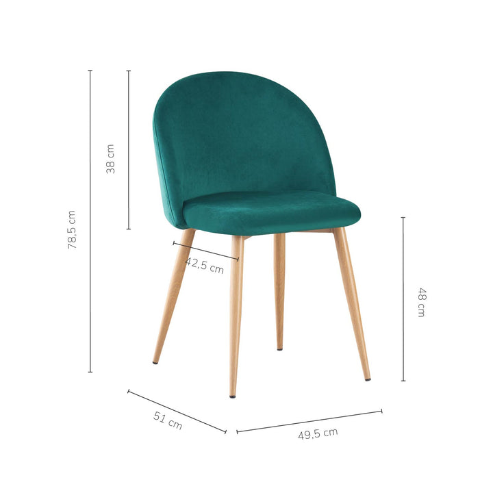 Set 4 Sillas de Sala Comedor Modernas Terciopelo Verde