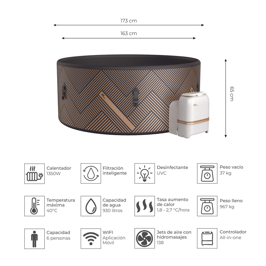 Tina Spa Hidromasaje Inflable Mono 6 Wifi
