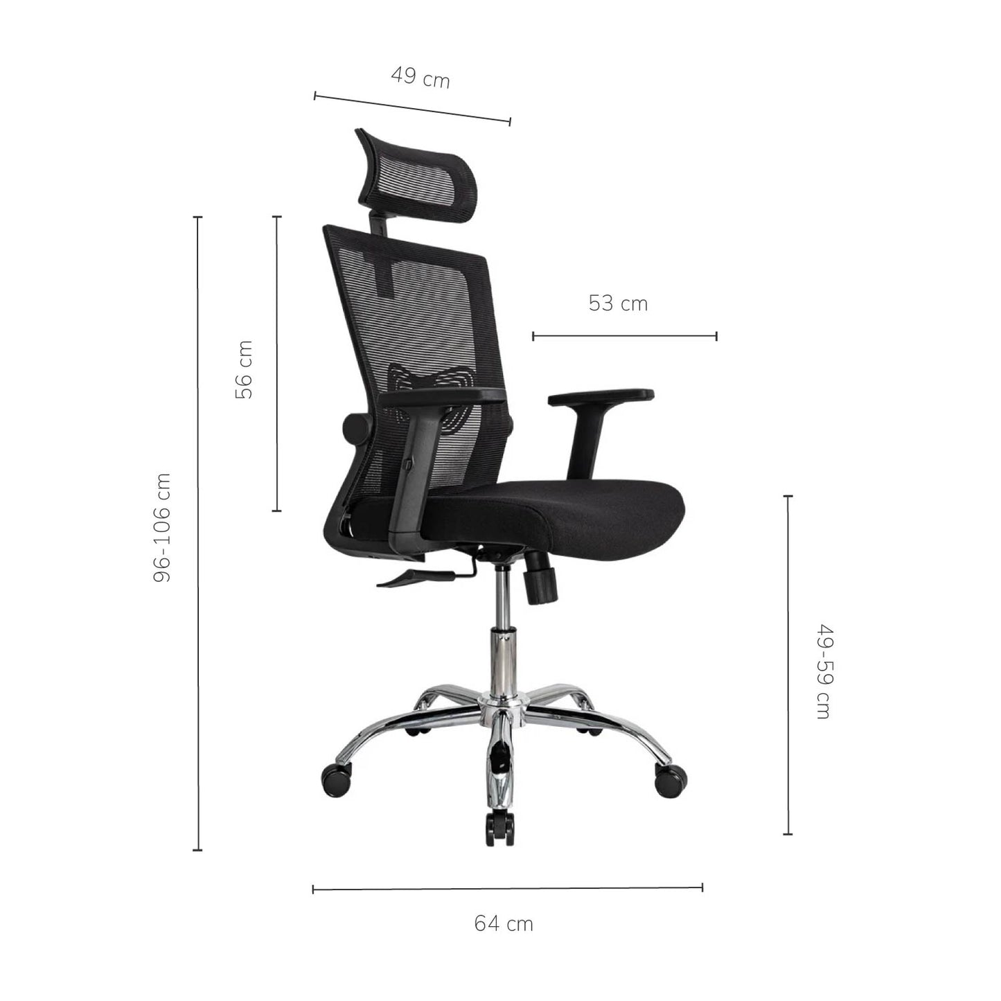 Silla de Oficina Ergonómica Delphi Basculante con Cabecera Negra