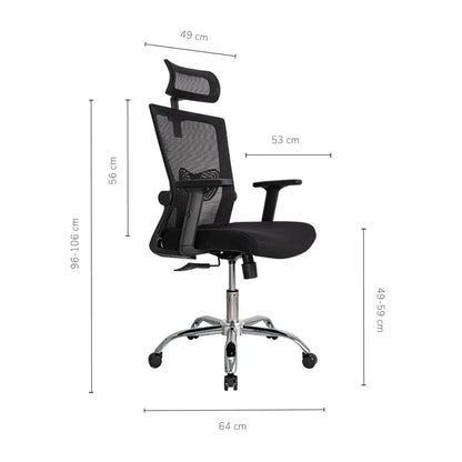 Silla de Oficina Ergonómica Delphi Basculante con Cabecera Negra