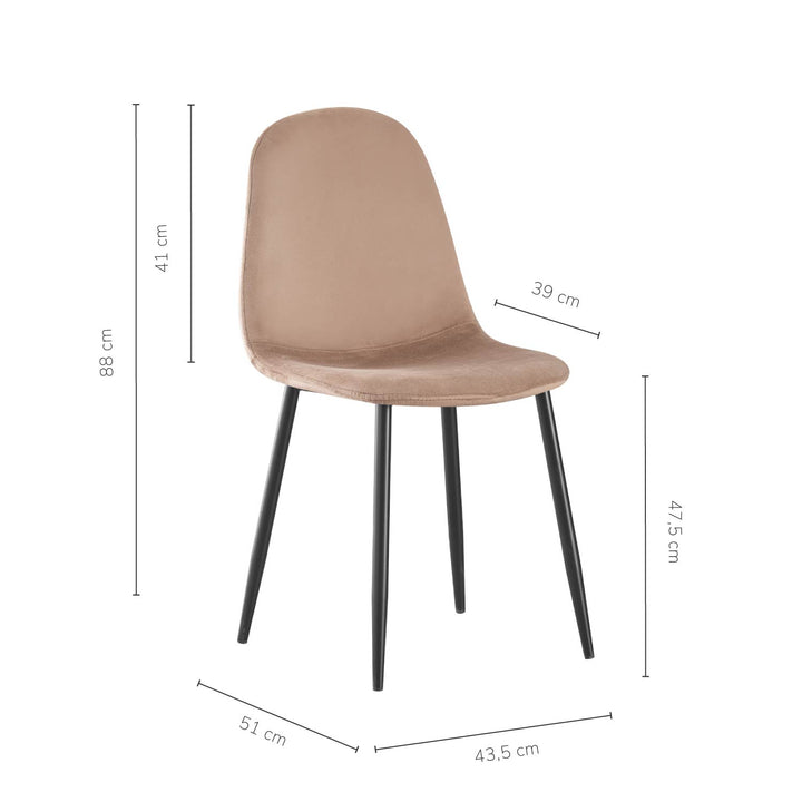 Set 4 Sillas de Sala Comedor Eames Terciopelo Beige