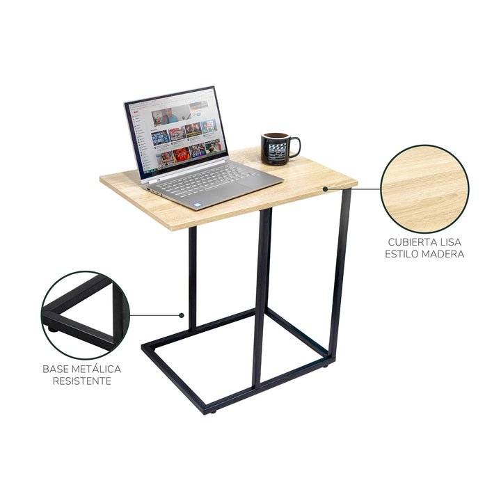 Mesa Auxiliar Ideal para Laptop de Madera Beige