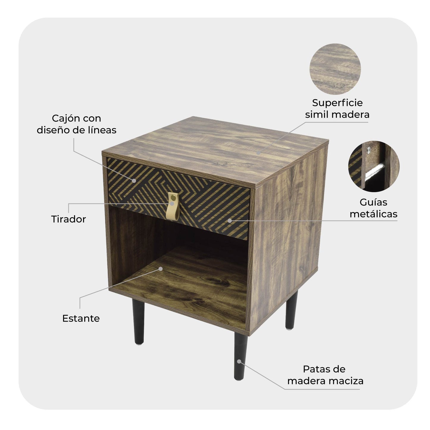 Buró Moon-N con Cajón y Entrepaño Café y Negro