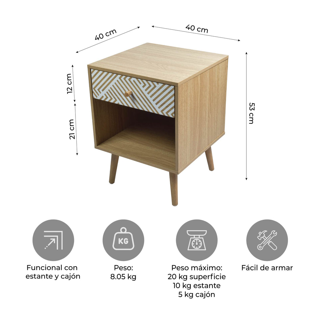 Buró Moon con Cajón y Entrepaño Beige y Blanco