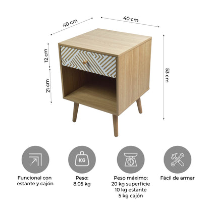Buró Moon con Cajón y Entrepaño Beige y Blanco