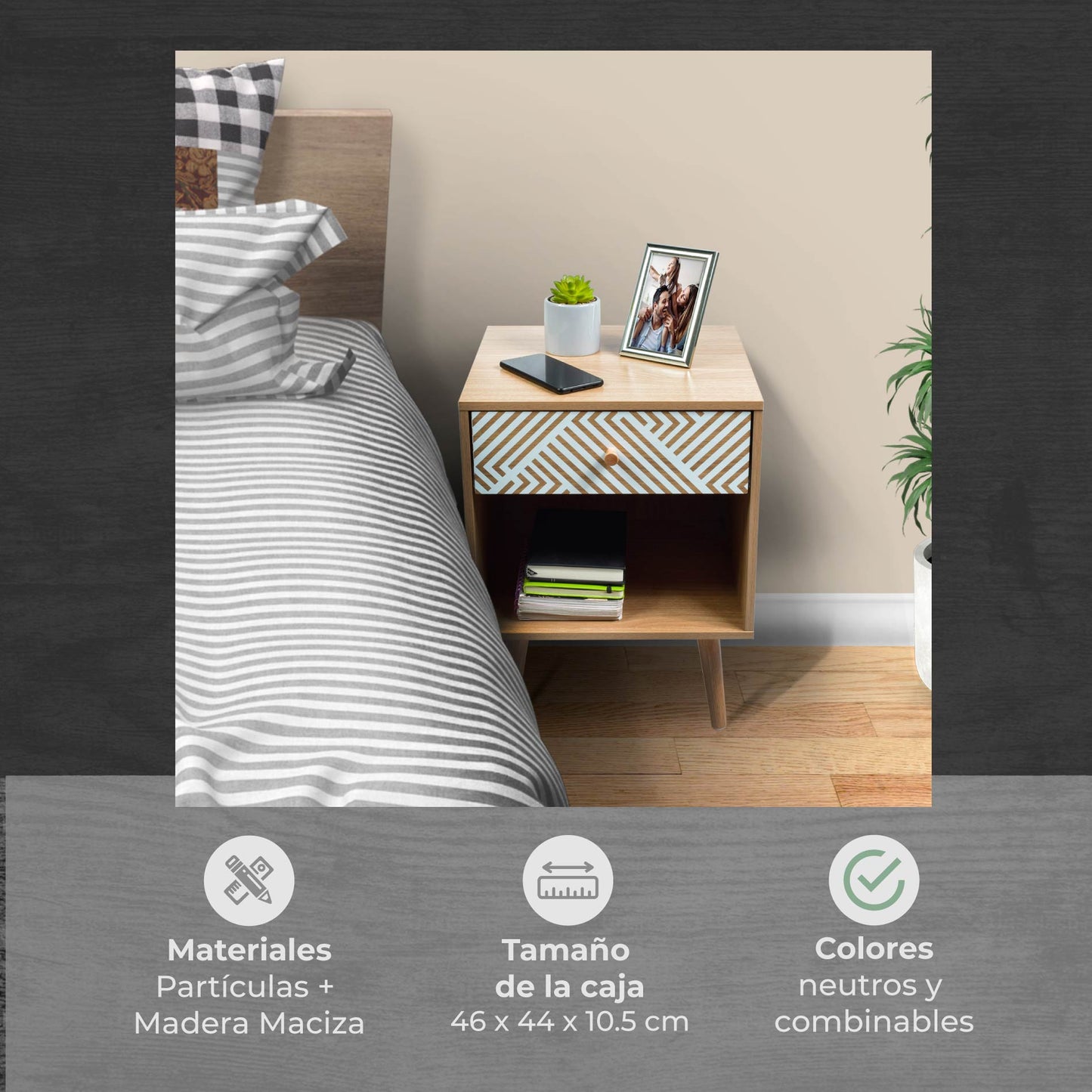 Buró Moon con Cajón y Entrepaño Beige y Blanco