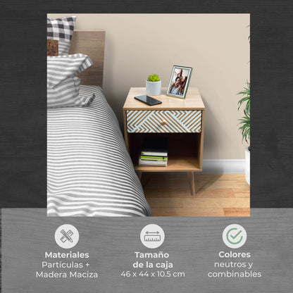 Buró Moon con Cajón y Entrepaño Beige y Blanco