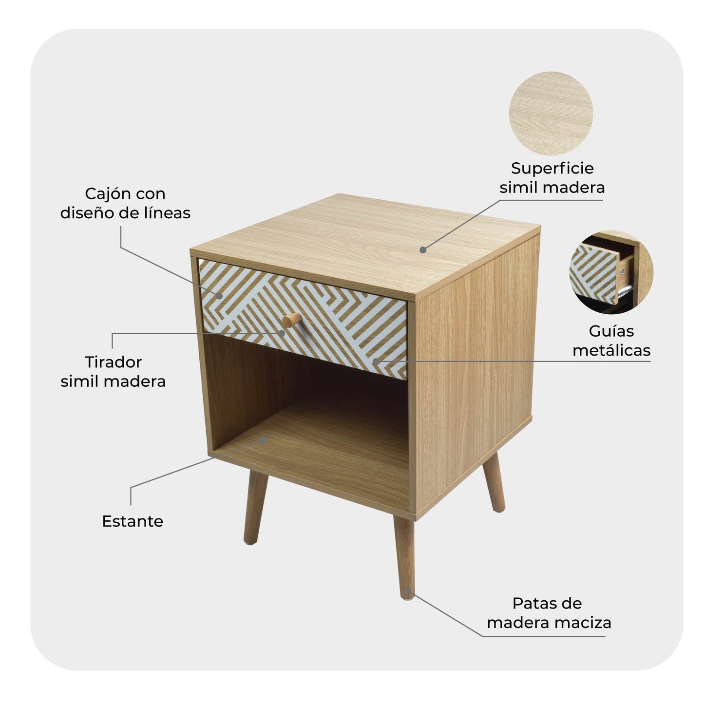 Buró Moon con Cajón y Entrepaño Beige y Blanco