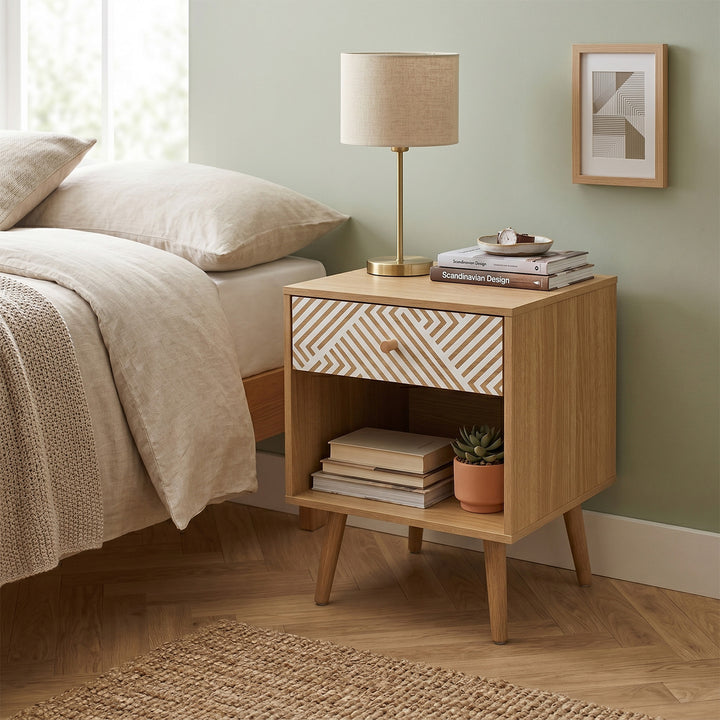 Buró Moon con Cajón y Entrepaño Beige y Blanco