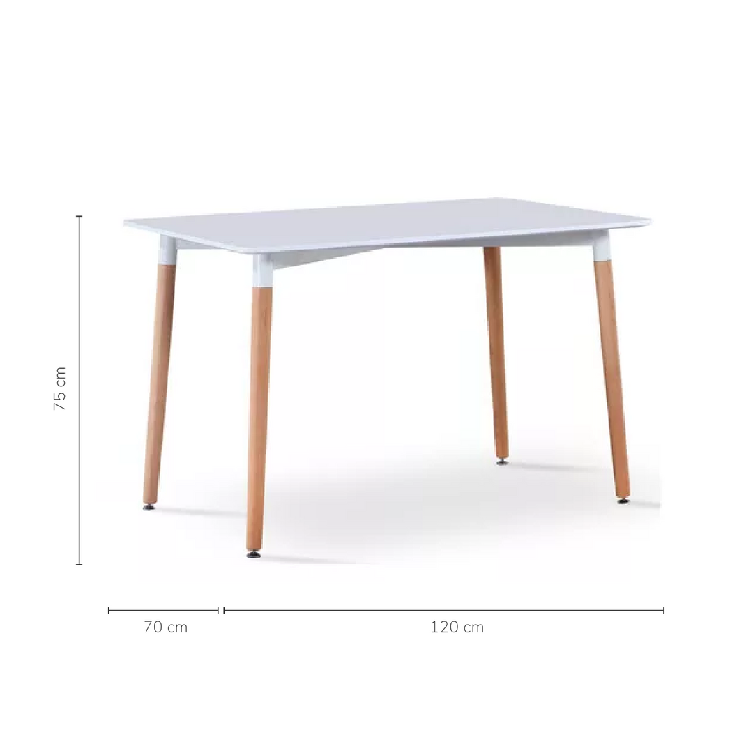 Mesa de Comedor Eames Nórdica Rectangular Blanca