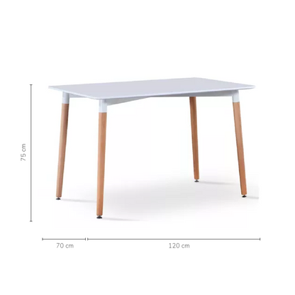 Mesa de Comedor Eames Nórdica Rectangular Blanca