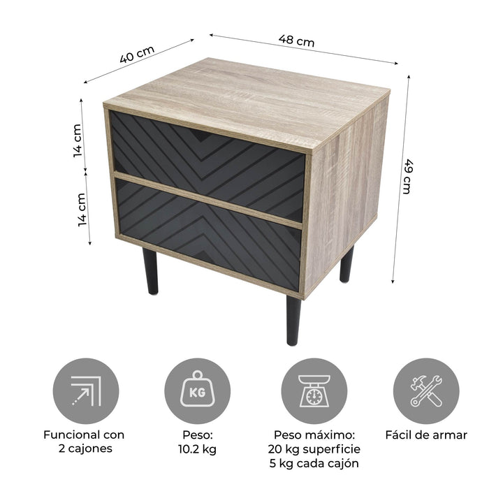 Buró Night Vintage con Cajones Negro