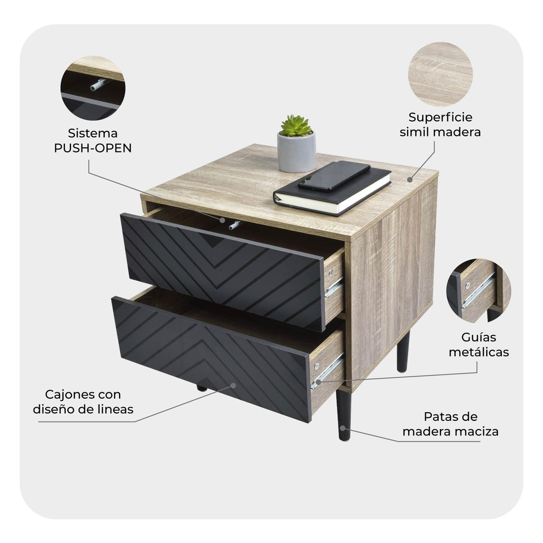 Buró Night Vintage con Cajones Negro