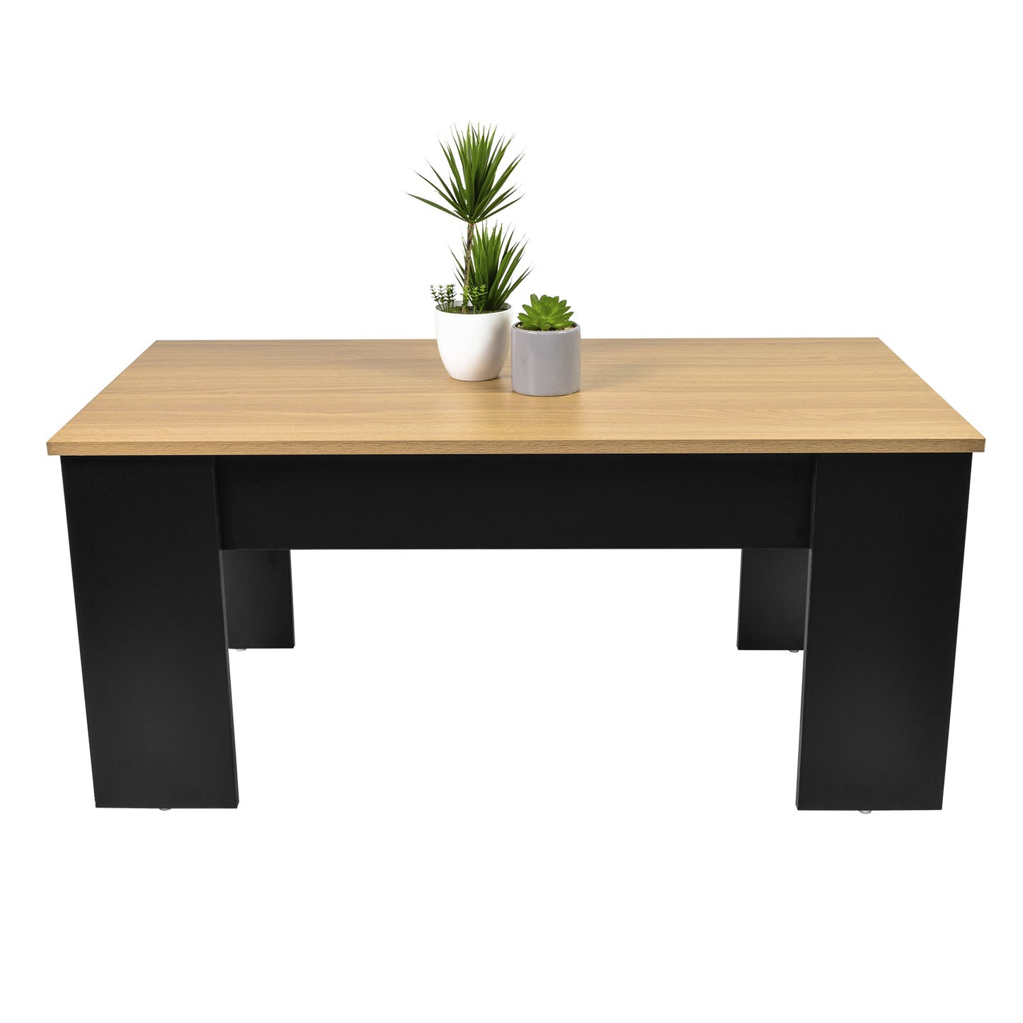 Mesa de Centro Nogal con Compartimento Interno Negro y Beige