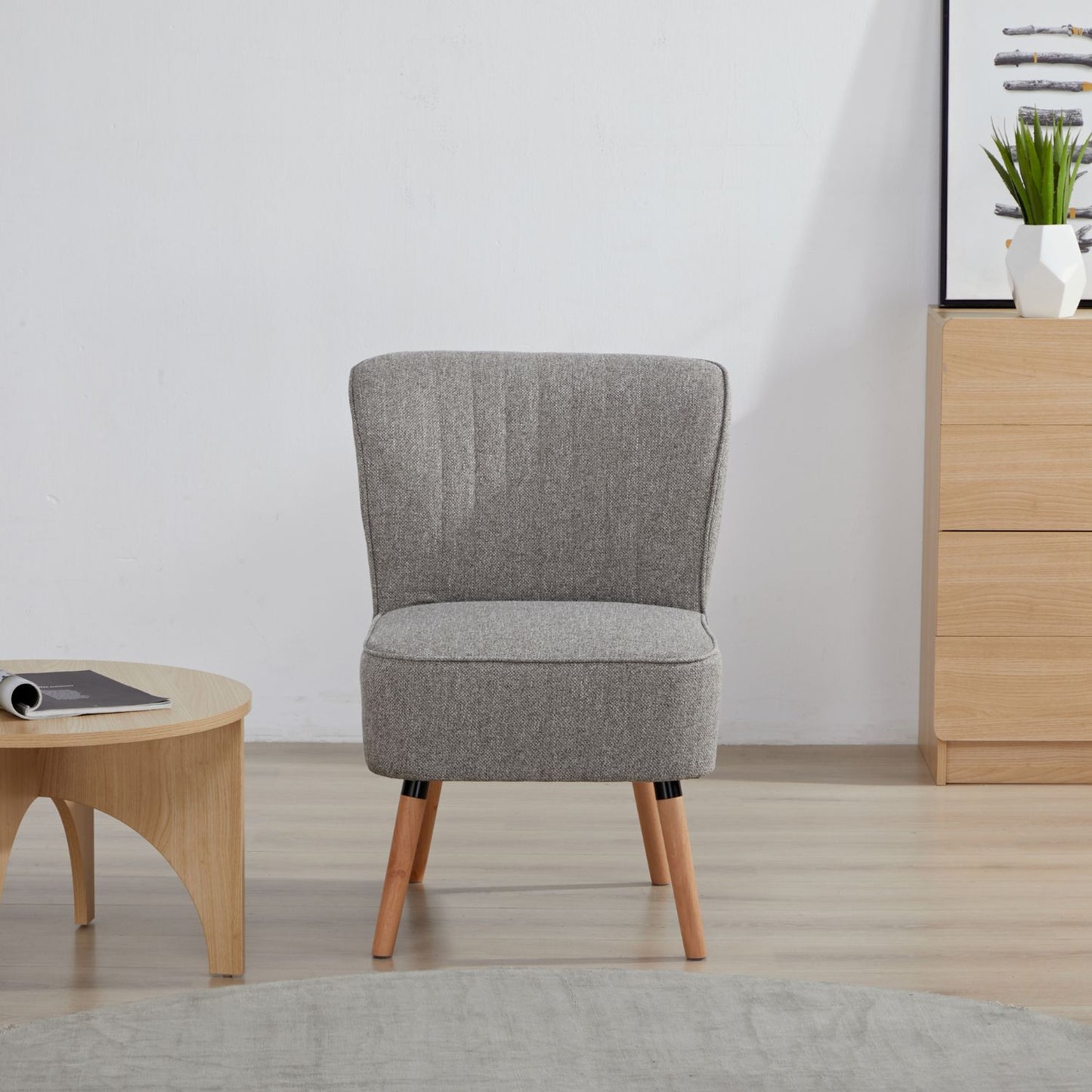 Sillón Individual Olena Tapizado Gris