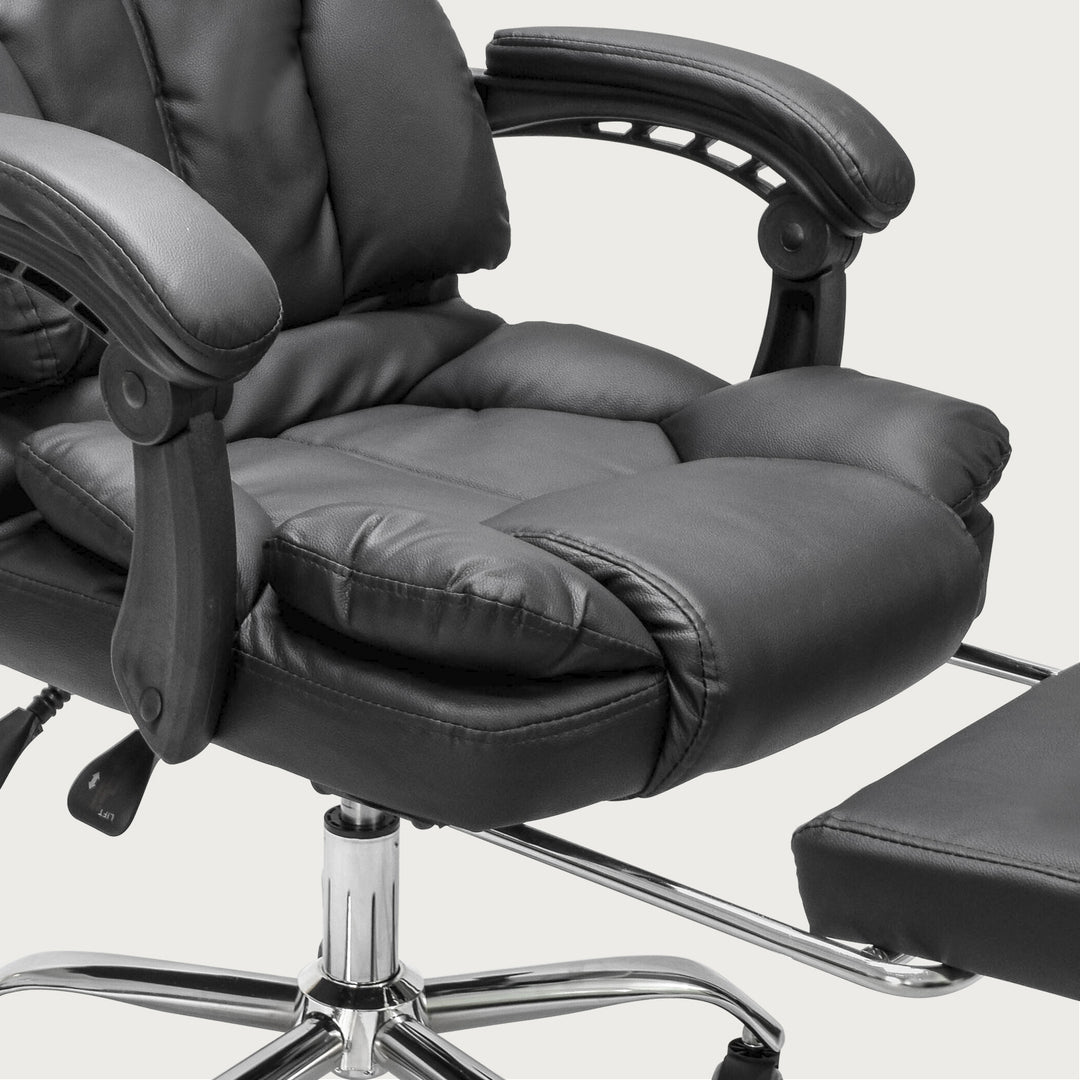 Silla de Escritorio Peace Acolchada con Descansapies Negra