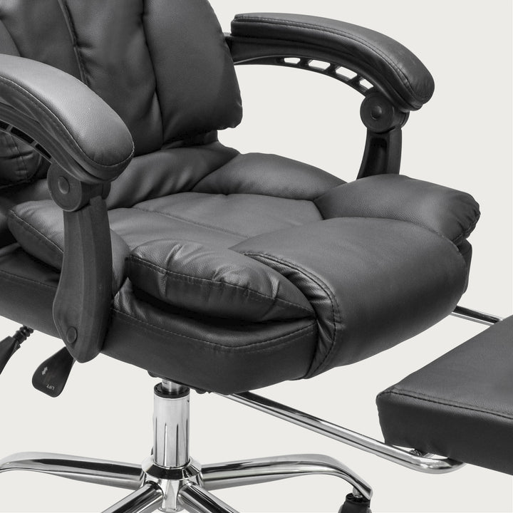 Silla de Escritorio Peace Acolchada con Descansapies Negra