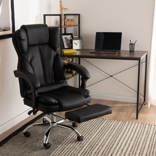 Silla de Escritorio Peace Acolchada con Descansapies Negra