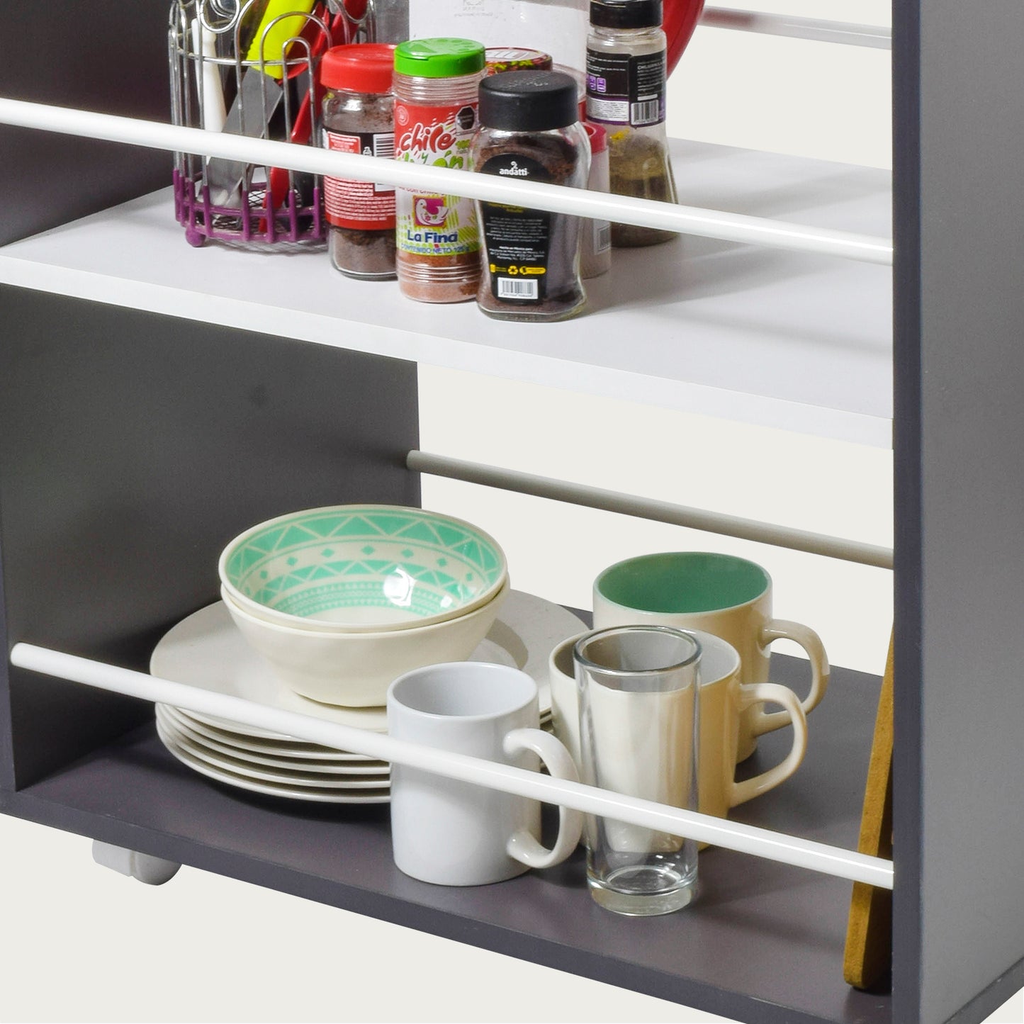 Mueble Organizador Pepper con Cajón y Estantes Gris