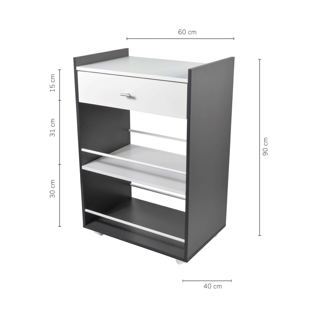 Mueble Organizador Pepper con Cajón y Estantes Gris