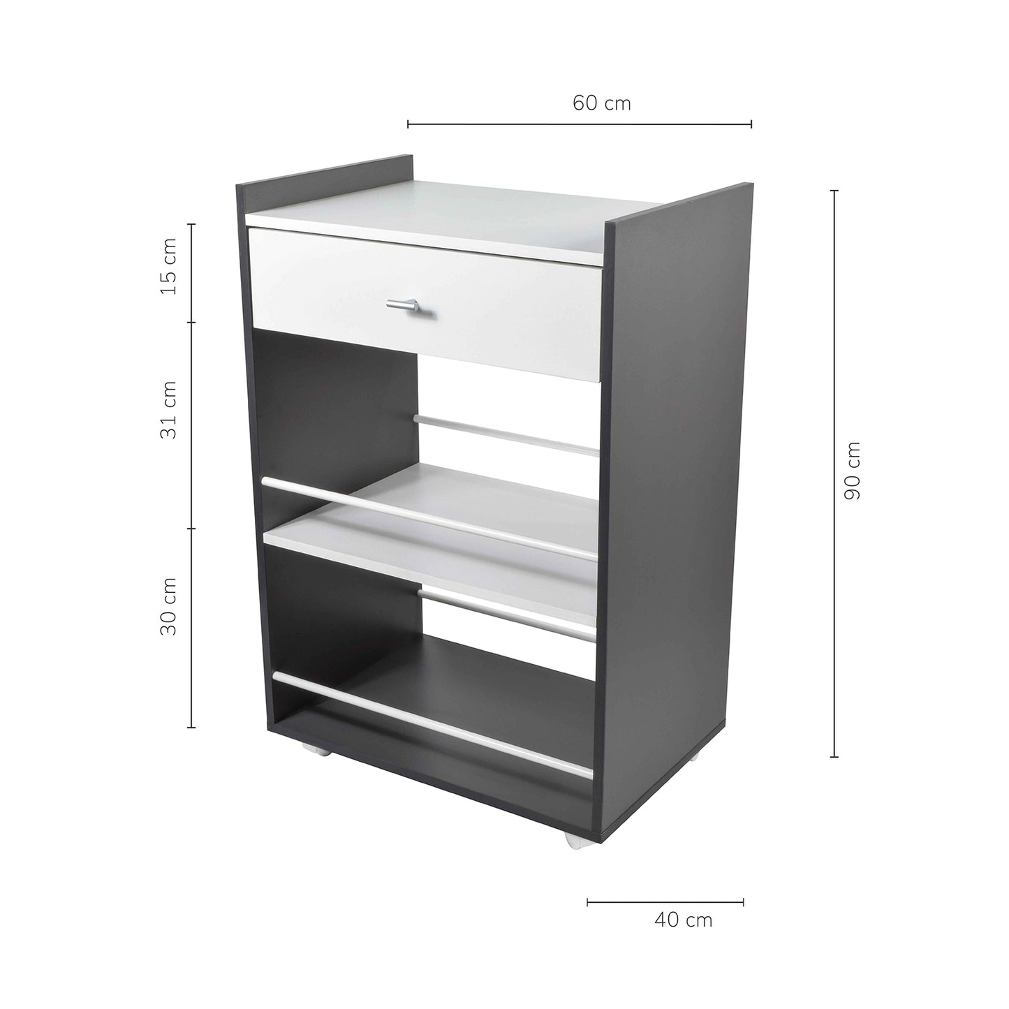 Mueble Organizador Pepper con Cajón y Estantes Gris