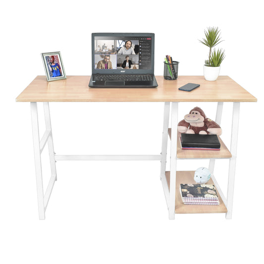 Escritorio Pino-B con Entrepaños Laterales Café Claro