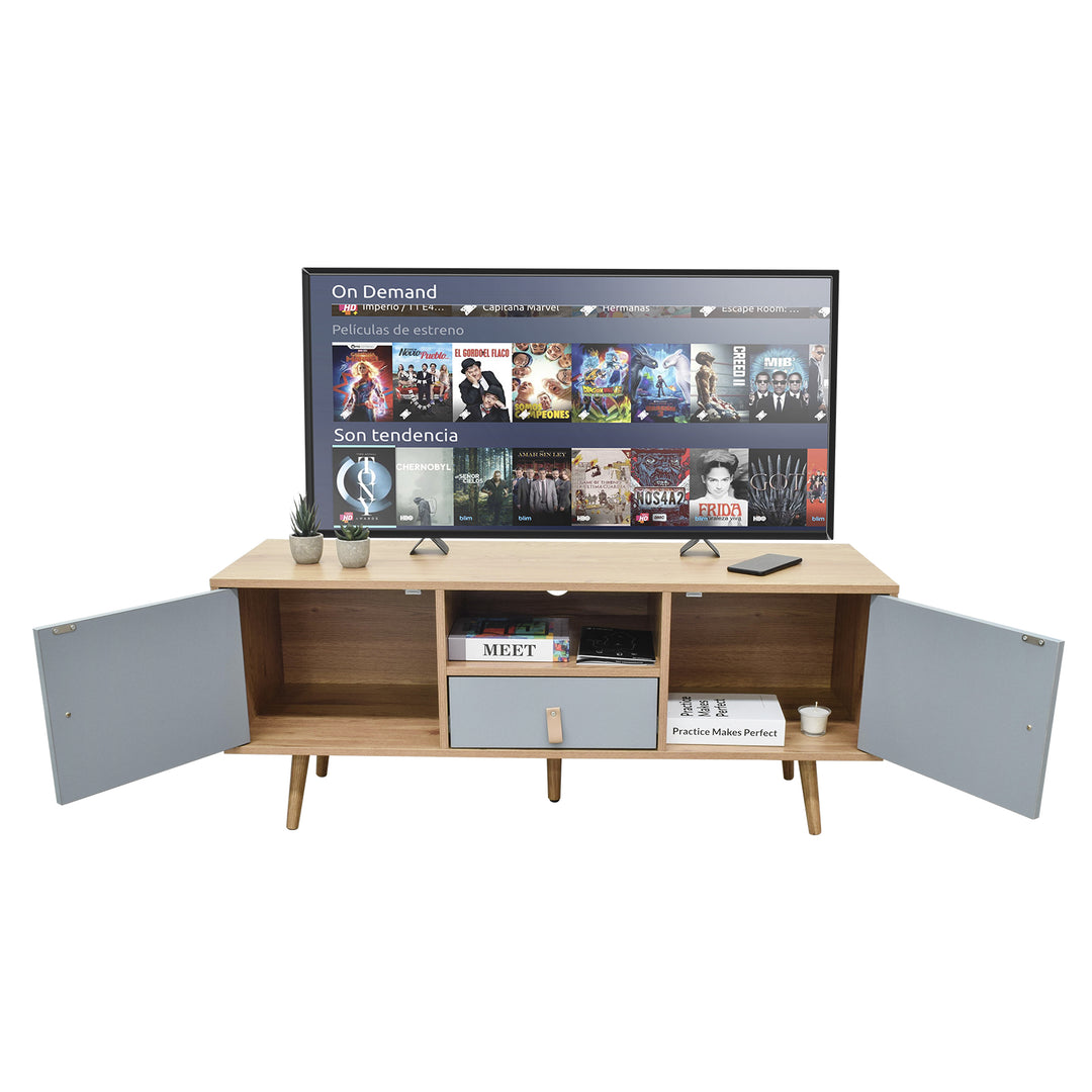 Mueble de TV Pompei Estilo Vintage Café y Gris