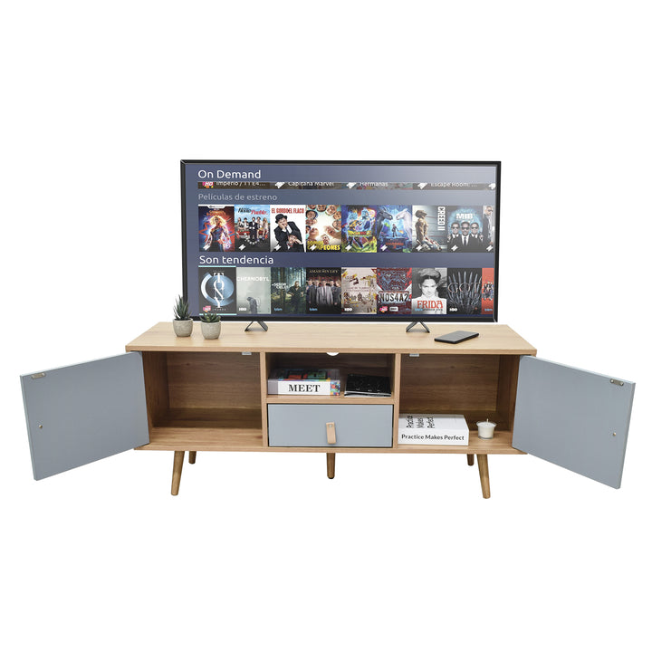 Mueble de TV Pompei Estilo Vintage Café y Gris