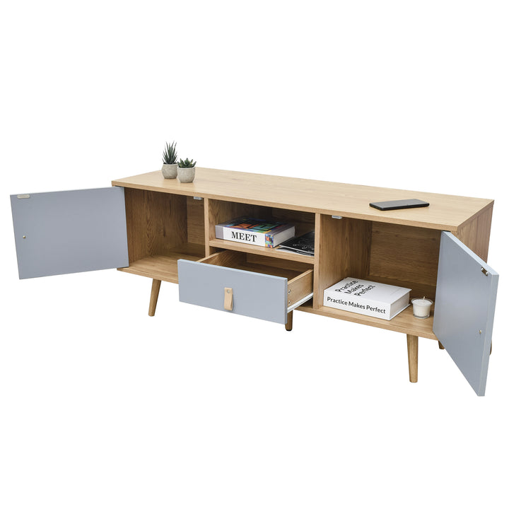 Mueble de TV Pompei Estilo Vintage Café y Gris