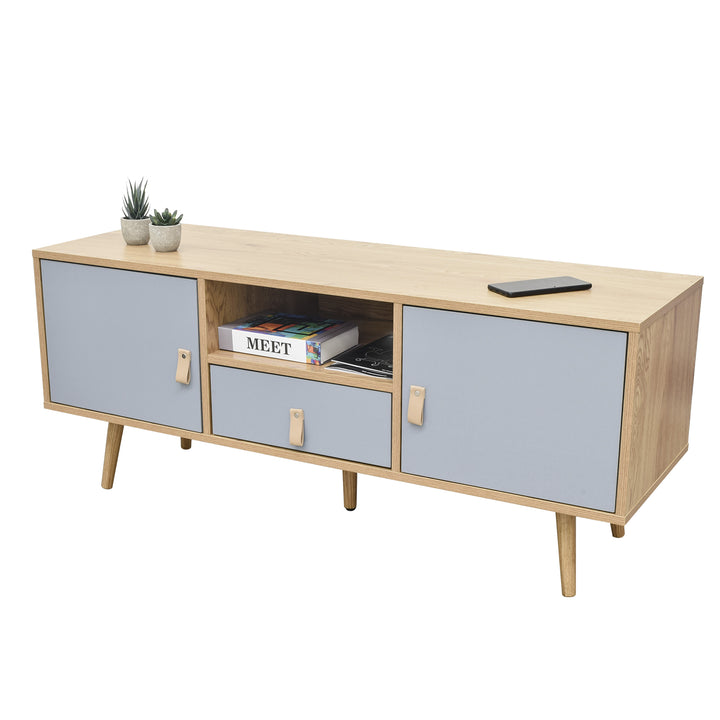 Mueble de TV Pompei Estilo Vintage Café y Gris