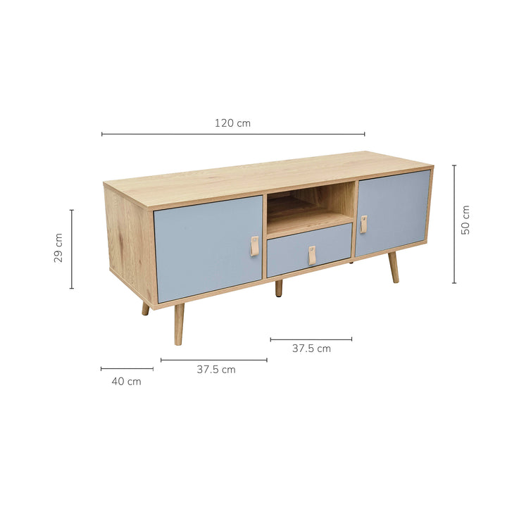 Mueble de TV Pompei Estilo Vintage Café y Gris