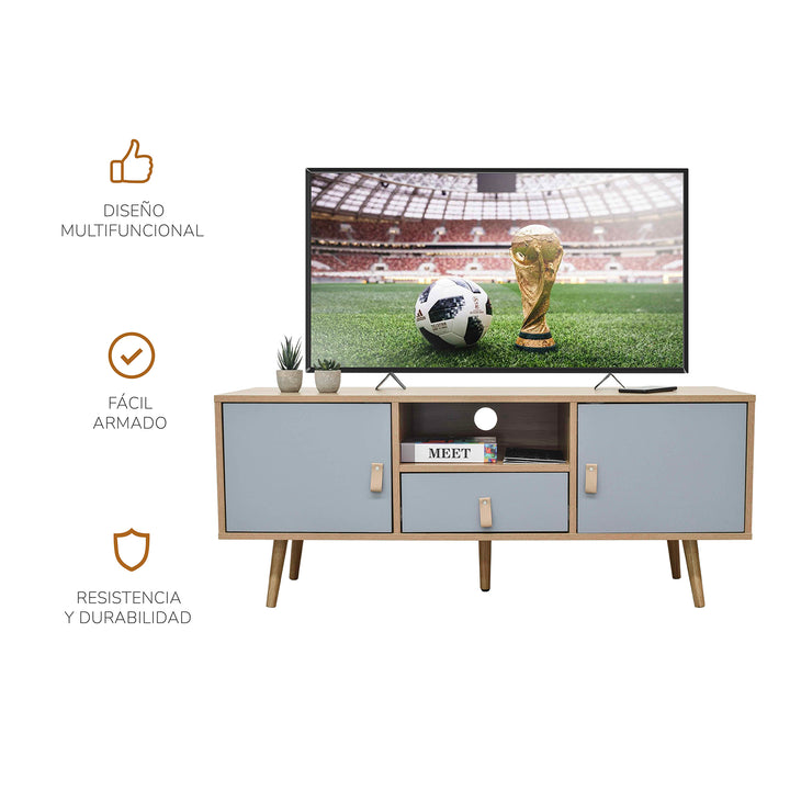 Mueble de TV Pompei Estilo Vintage Café y Gris