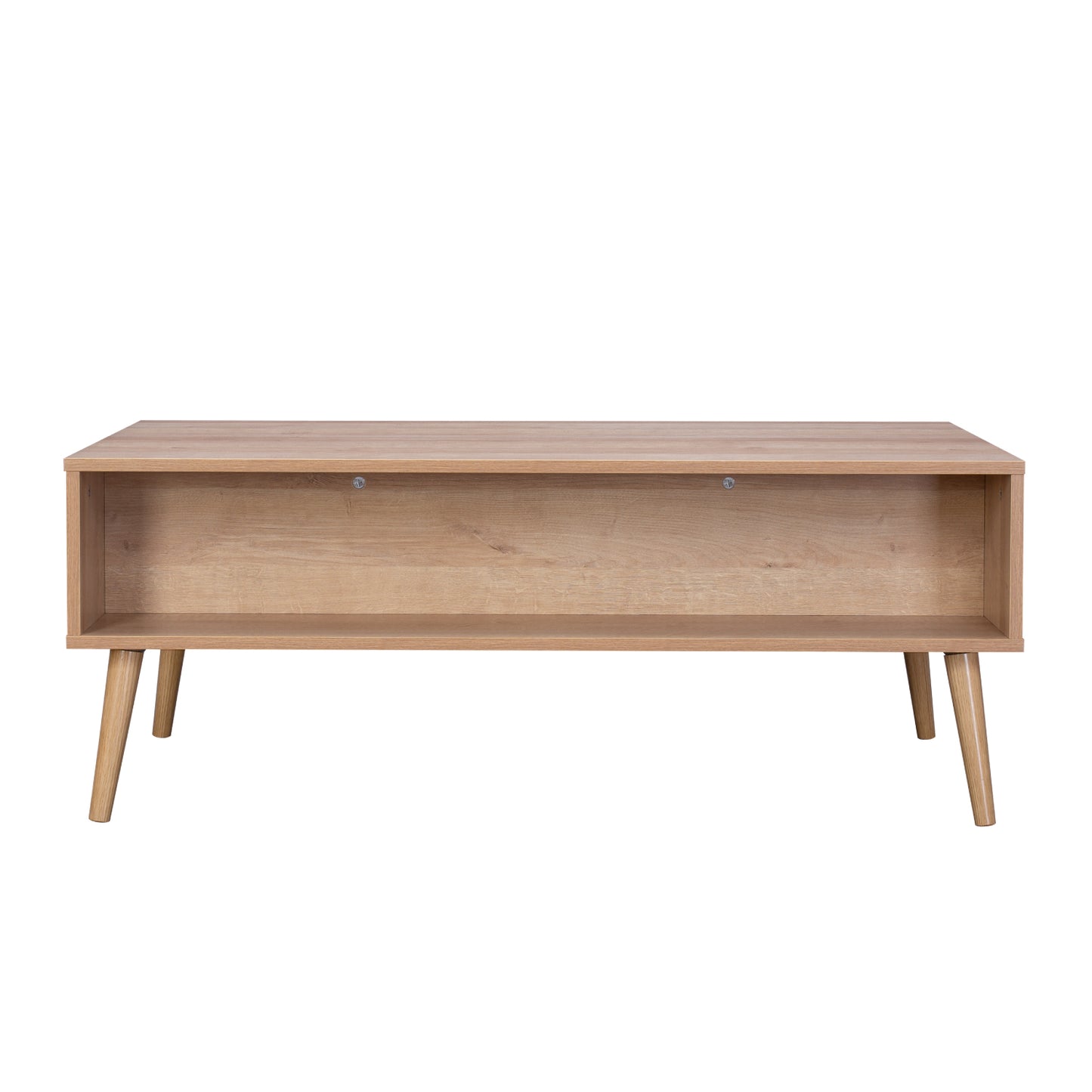 Mesa de Centro con Estante y Cajón de Vidrio