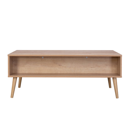 Mesa de Centro con Estante y Cajón de Vidrio