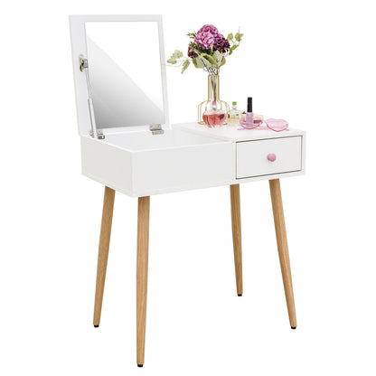 Tocador Maquillador Queen con Espejo Blanco