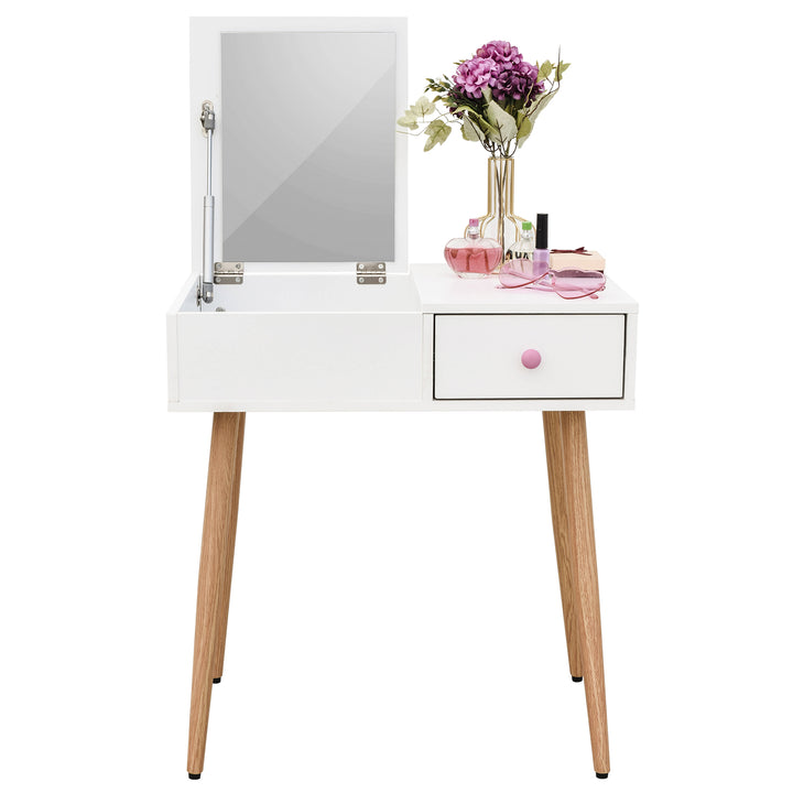 Tocador Maquillador Queen con Espejo Blanco