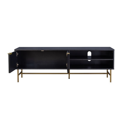 Mueble para TV Moderno Diseño Acanalado Negro y Dorado