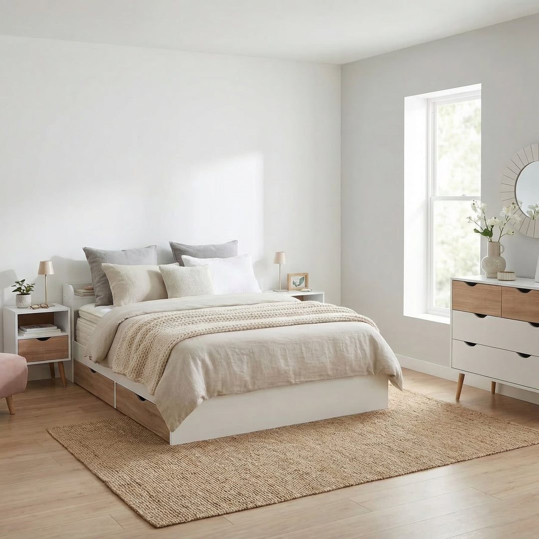 Combo Recámara Nórdica: 2 Burós + Cómoda