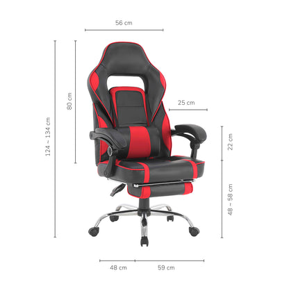 Silla Gamer Samus-Red Reclinable con Descansapies Roja