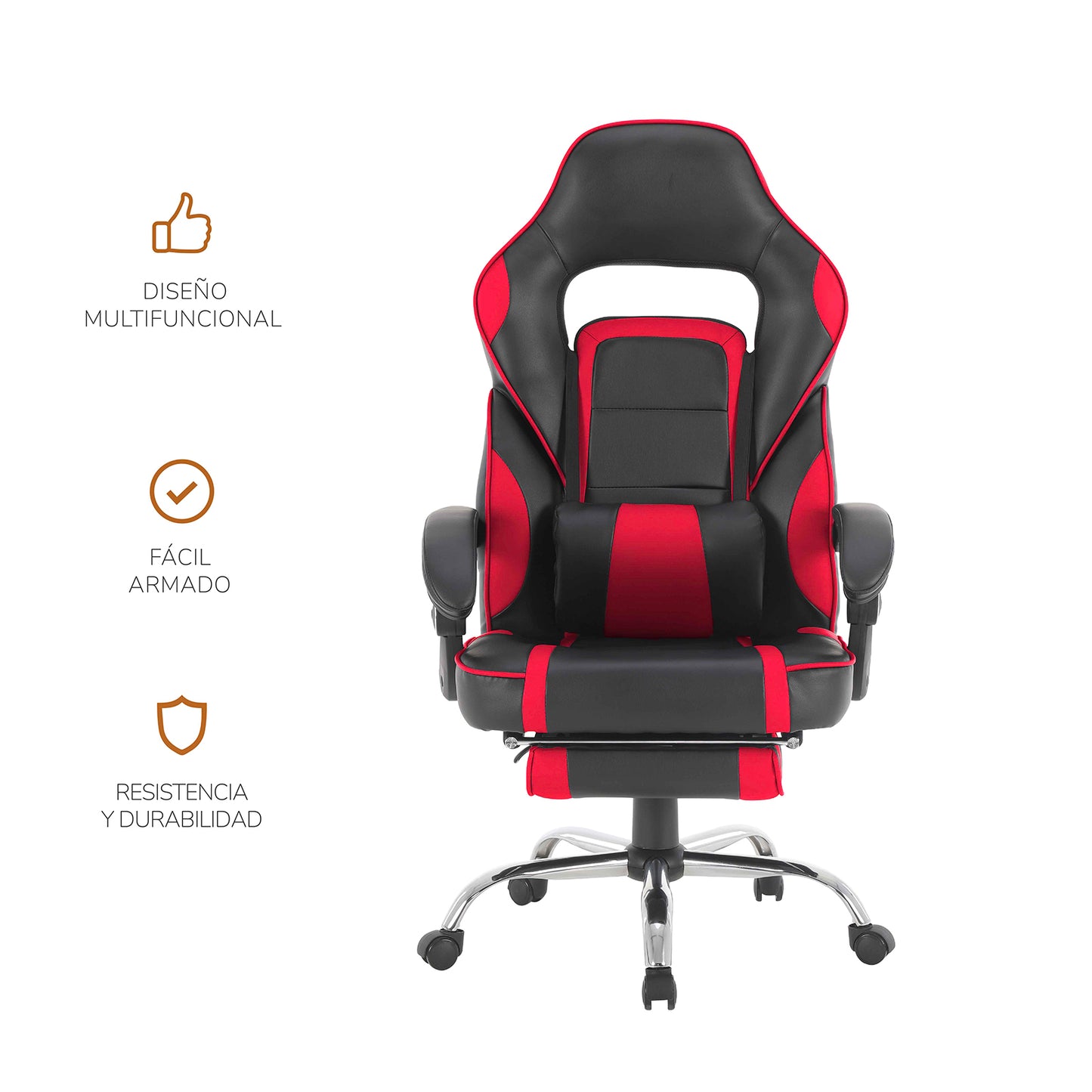 Silla Gamer Samus-Red Reclinable con Descansapies Roja