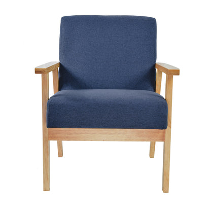Sillón Individual San Carlos de Madera Tapizado Azul