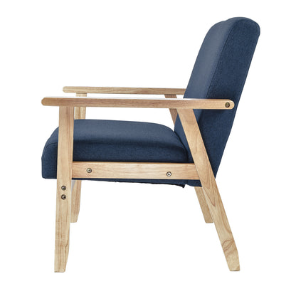 Sillón Individual San Carlos de Madera Tapizado Azul