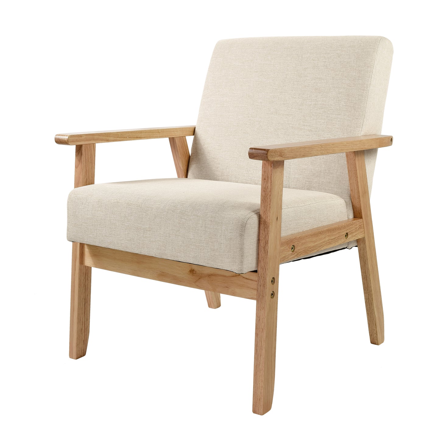 Sillón Individual San Carlos de Madera Tapizado Beige