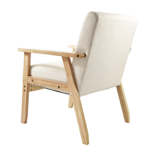 Sillón Individual San Carlos de Madera Tapizado Beige