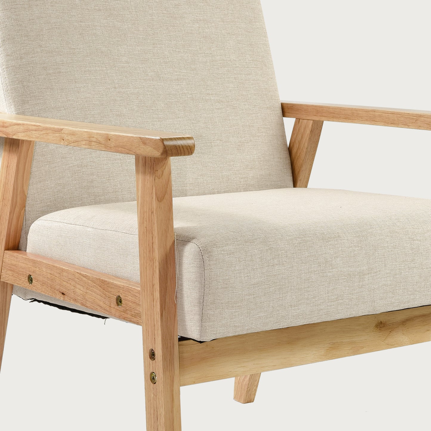 Sillón Individual San Carlos de Madera Tapizado Beige