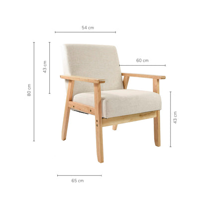 Sillón Individual San Carlos de Madera Tapizado Beige