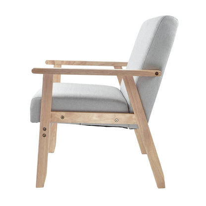 Sillón Individual San Carlos de Madera Tapizado Gris