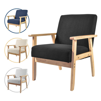 Sillón Individual San Carlos de Madera Tapizado Negro