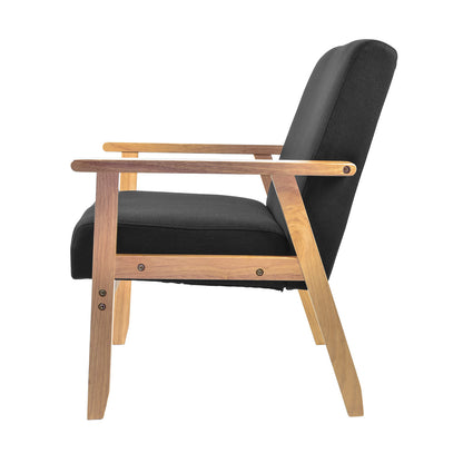 Sillón Individual San Carlos de Madera Tapizado Negro