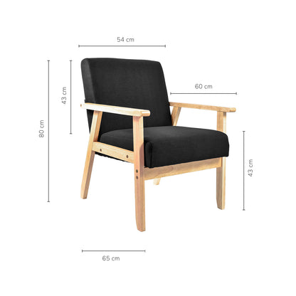Sillón Individual San Carlos de Madera Tapizado Negro
